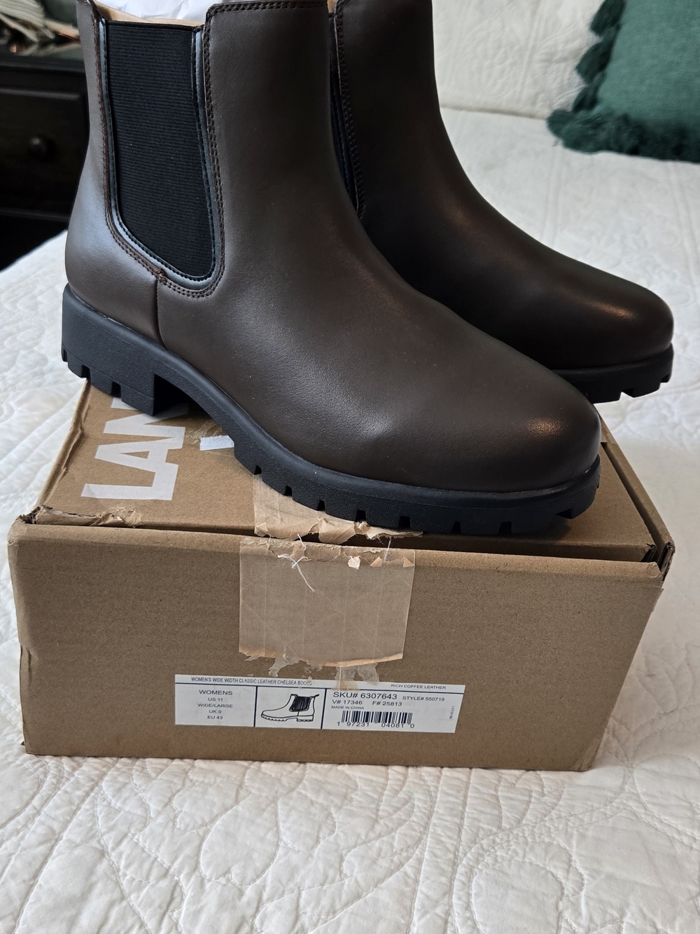 Lands' End Women's Brown Chelsea Ankle Boots